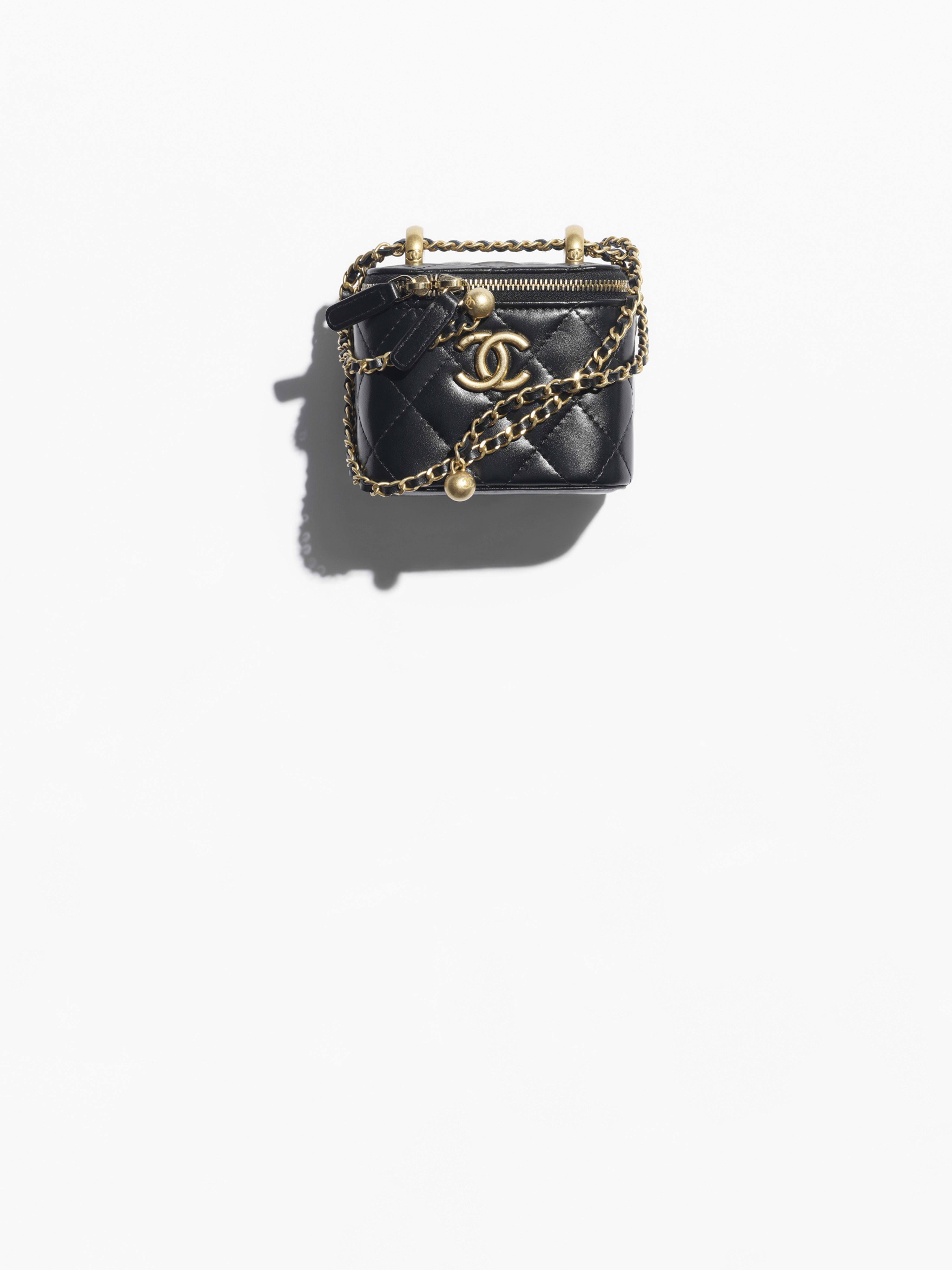 Small Vanity with Chain - Black - Shiny Calfskin & Gold-Tone Metal - artistique view 1 large